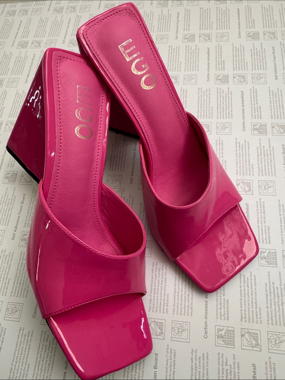 EGO Lego Patent Pink Block Heel Mules size UK7
